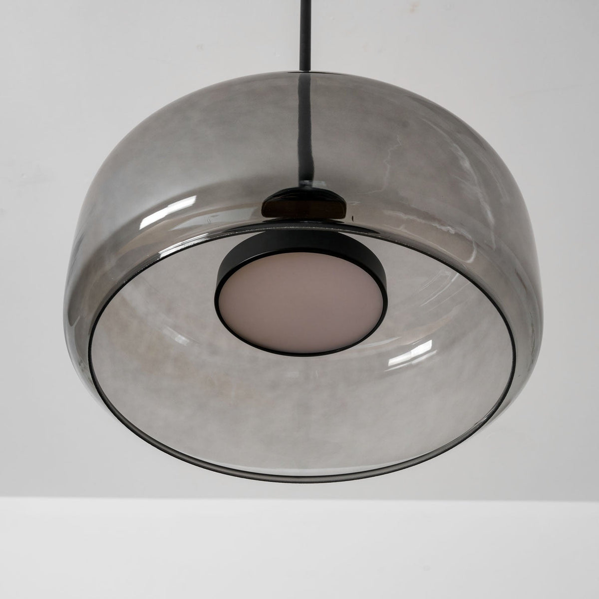 Hand-Blown Glass Sphere Pendant Light in smoke grey shade with warm LED by Moktan Sabai on Tampa Home & Garden Store