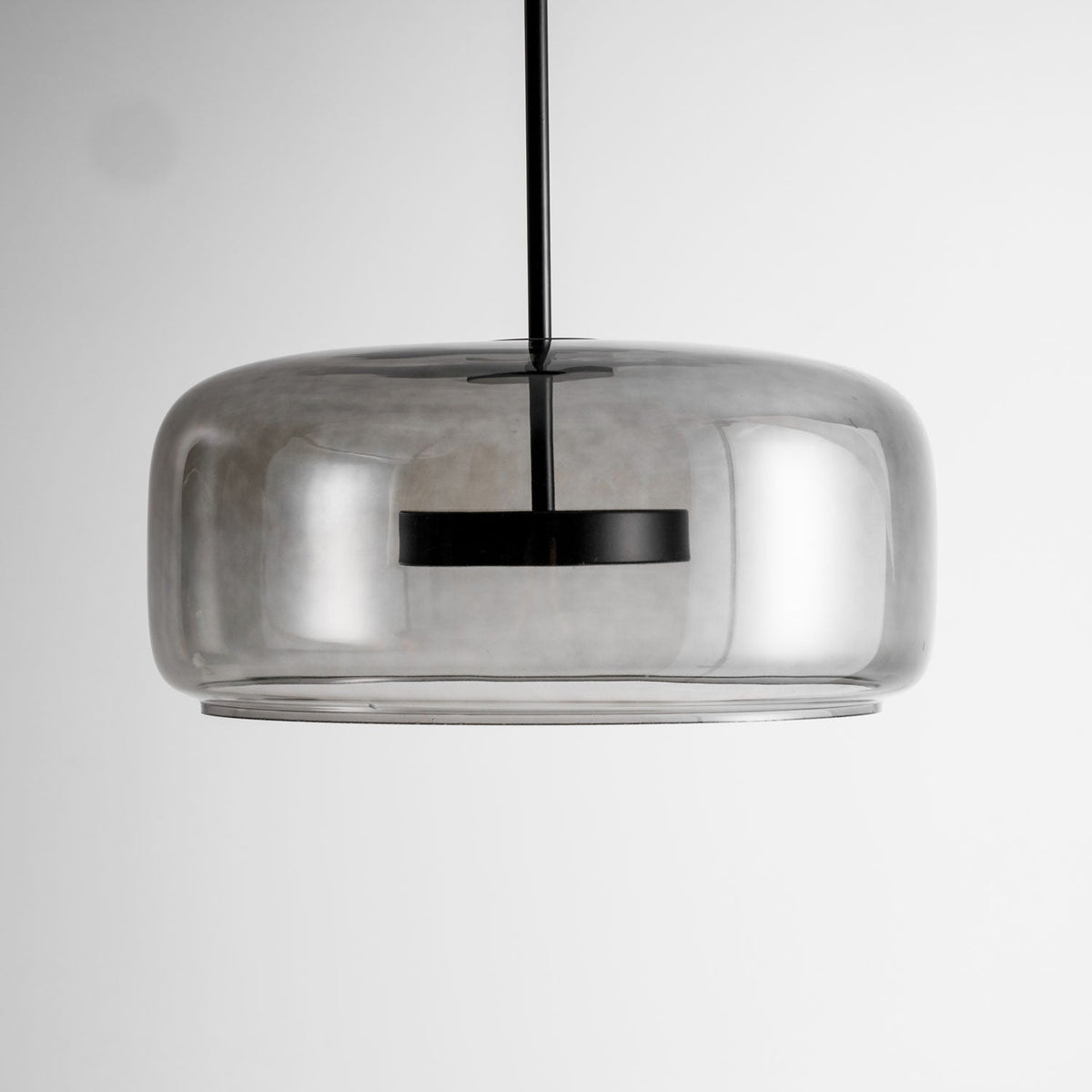 Pendant light Moktan Sabai: hand-blown glass sphere with smoke-grey shade and warm LED on Tampa Home & Garden Store
