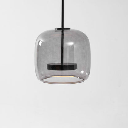 Hand-blown glass sphere pendant light by Moktan Sabai in smoke grey with warm LED on Tampa Home & Garden Store