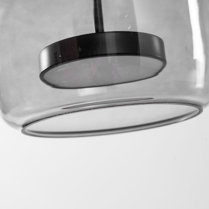 Hand-blown glass sphere pendant light with warm LED, smoke grey shade, Moktan Sabai on Tampa Home & Garden Store