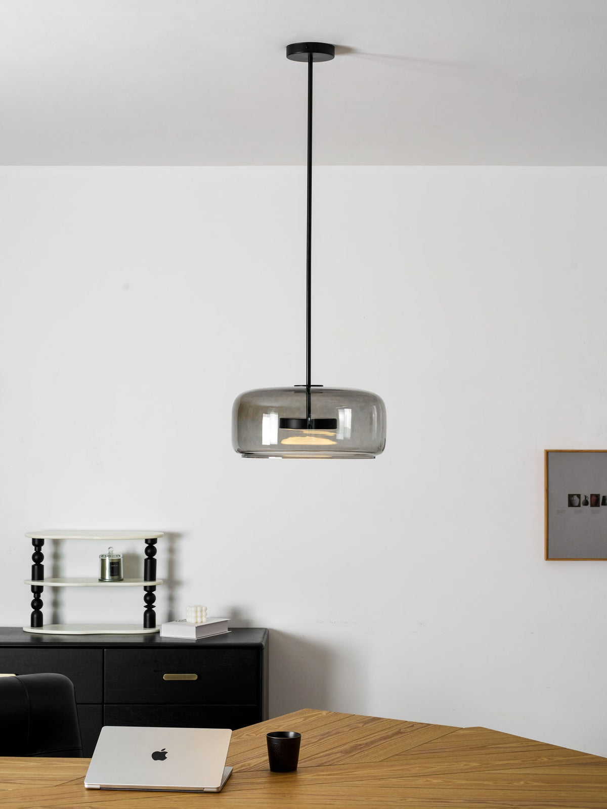 Hand-Blown Glass Sphere Pendant Light in smoky grey with warm LED by Moktan Sabai on Tampa Home & Garden Store