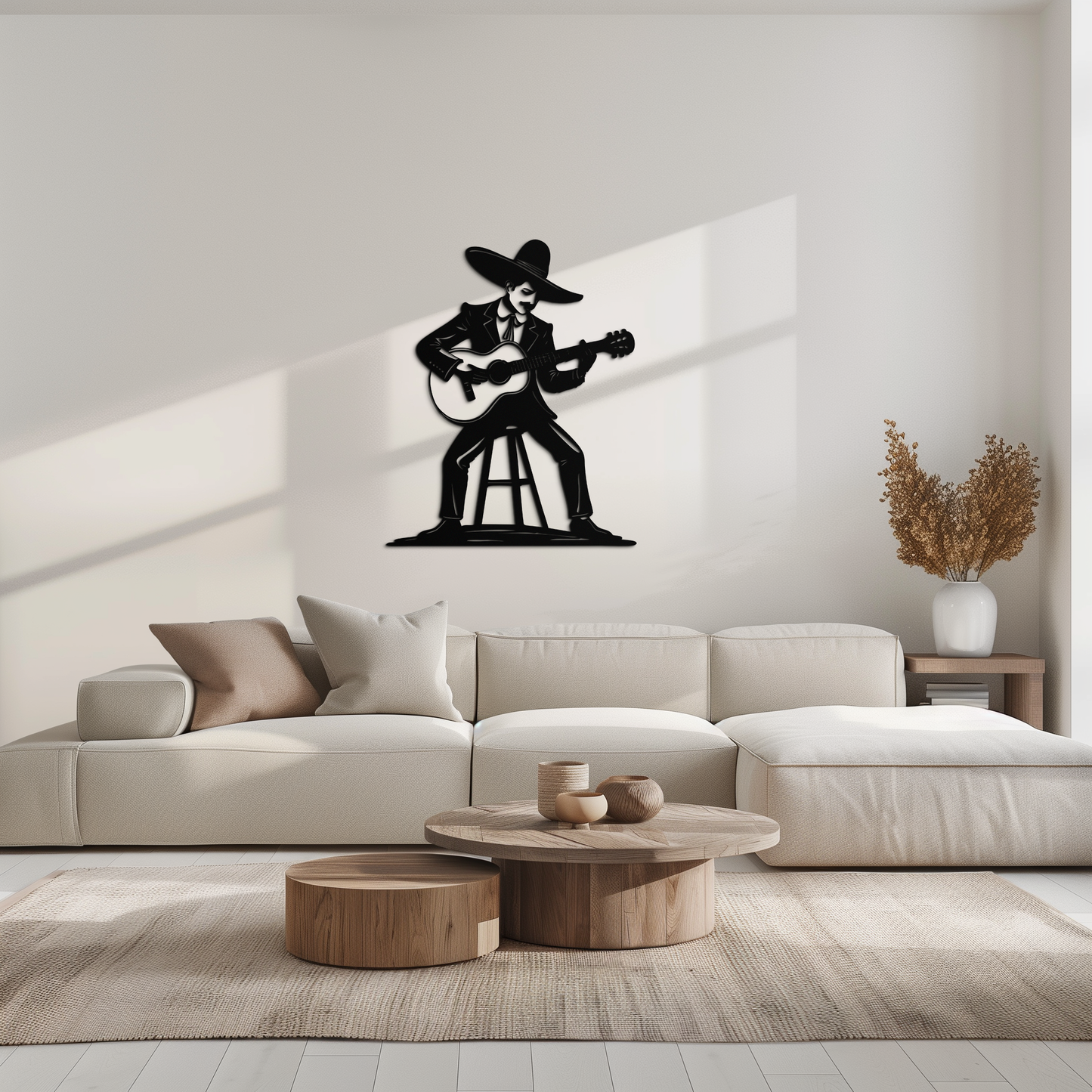 Mexican Musician Metal Wall Art – Black Steel Guitarist Day of the Dead Decor- KAF510 - Tampa Home & Garden Store