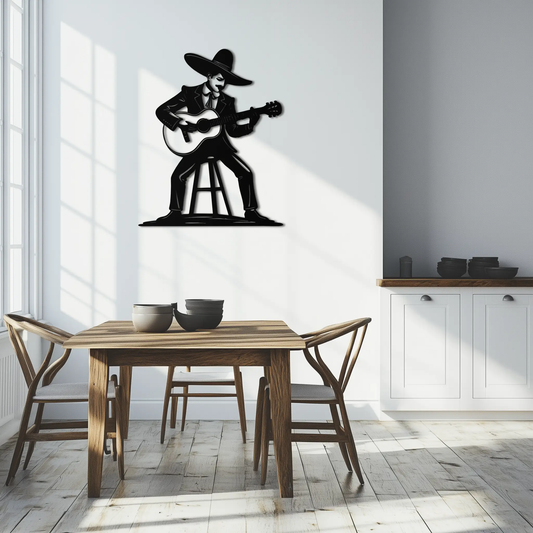 Mexican Musician Wall Art black steel guitar silhouette modern metal wall decor by Enova Art on Tampa Home & Garden Store