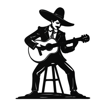 Mexican Musician Metal Wall Art – Black Steel Guitarist Day of the Dead Decor- KAF510 - Tampa Home & Garden Store