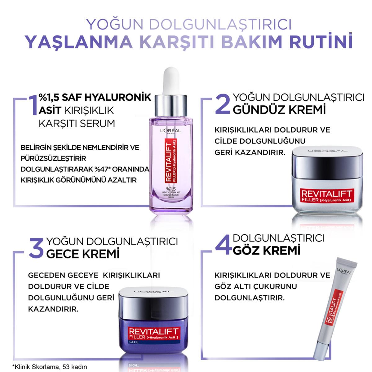 L'Oreal Paris Revitalift Hyaluronic Day Cream in a purple serum bottle with night cream on Tampa Home & Garden Store