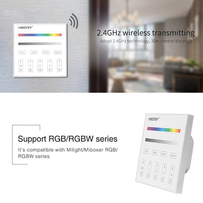 MiBoxer RGB/RGBW Wall Mounted Smart Panel Wireless Remote 4 Zones 2.4G RF - Tampa Home & Garden Store