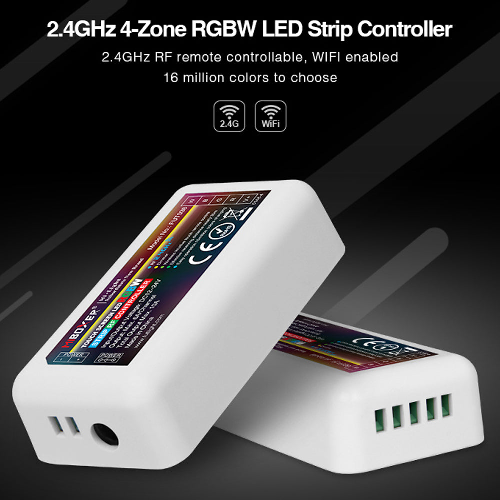 Caja receptora controladora de 4 zonas Miboxer de 12 a 24 V CC para tiras de luces LED RGBW