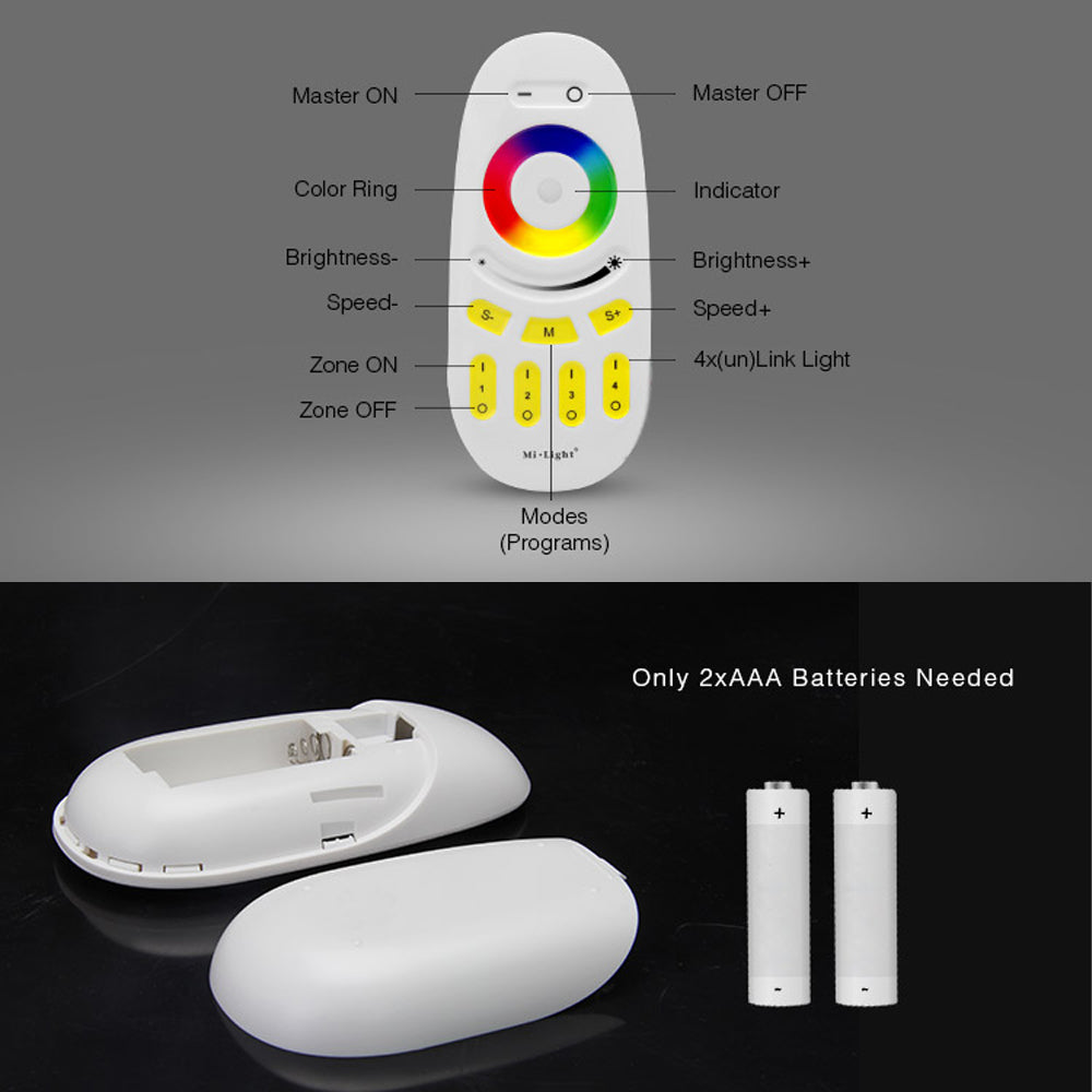 Control remoto inalámbrico para bombilla LED RGBW de 4 zonas MiBoxer