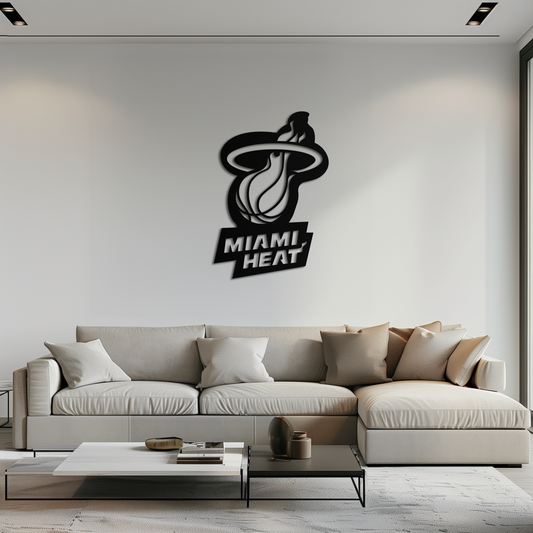 Miami Heat Basketball Logo Metal Wall Art – Sports-Inspired Modern Home Decor- KAF675 - Tampa Home & Garden Store