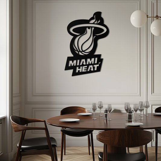 Miami Heat Basketball Logo Metal Wall Art – Sports-Inspired Modern Home Decor- KAF675 - Tampa Home & Garden Store