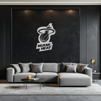 Miami Heat Basketball Logo Metal Wall Art – Sports-Inspired Modern Home Decor- KAF675 - Tampa Home & Garden Store