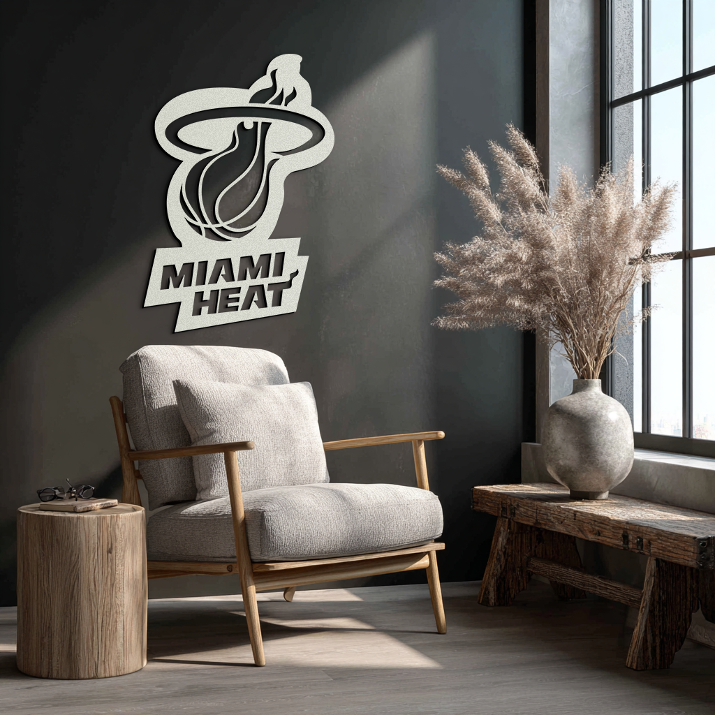 Miami Heat Basketball Logo Metal Wall Art – Sports-Inspired Modern Home Decor- KAF675 - Tampa Home & Garden Store