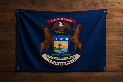 Michigan Flag with Grommets Along the Edges for Wall Hanging - Tampa Home & Garden Store