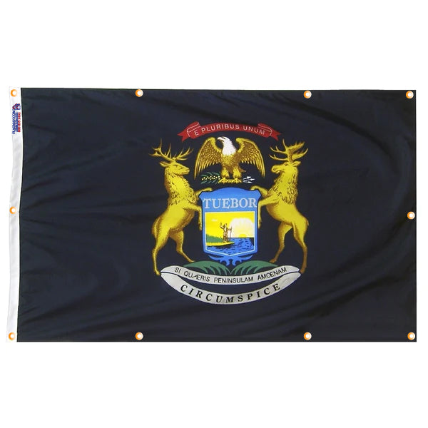 Michigan Flag with Grommets Along the Edges for Wall Hanging - Tampa Home & Garden Store