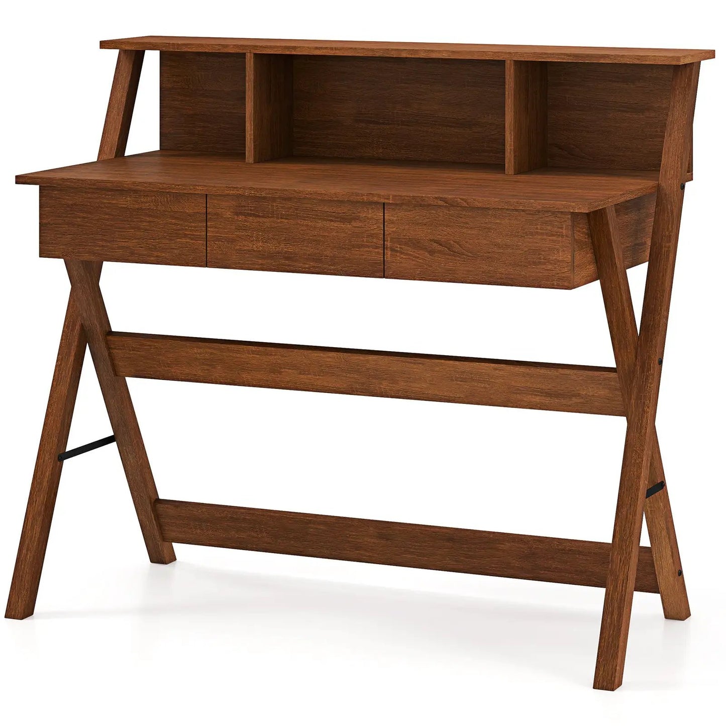 Mid Century Desk Three Drawers and Monitor Stand