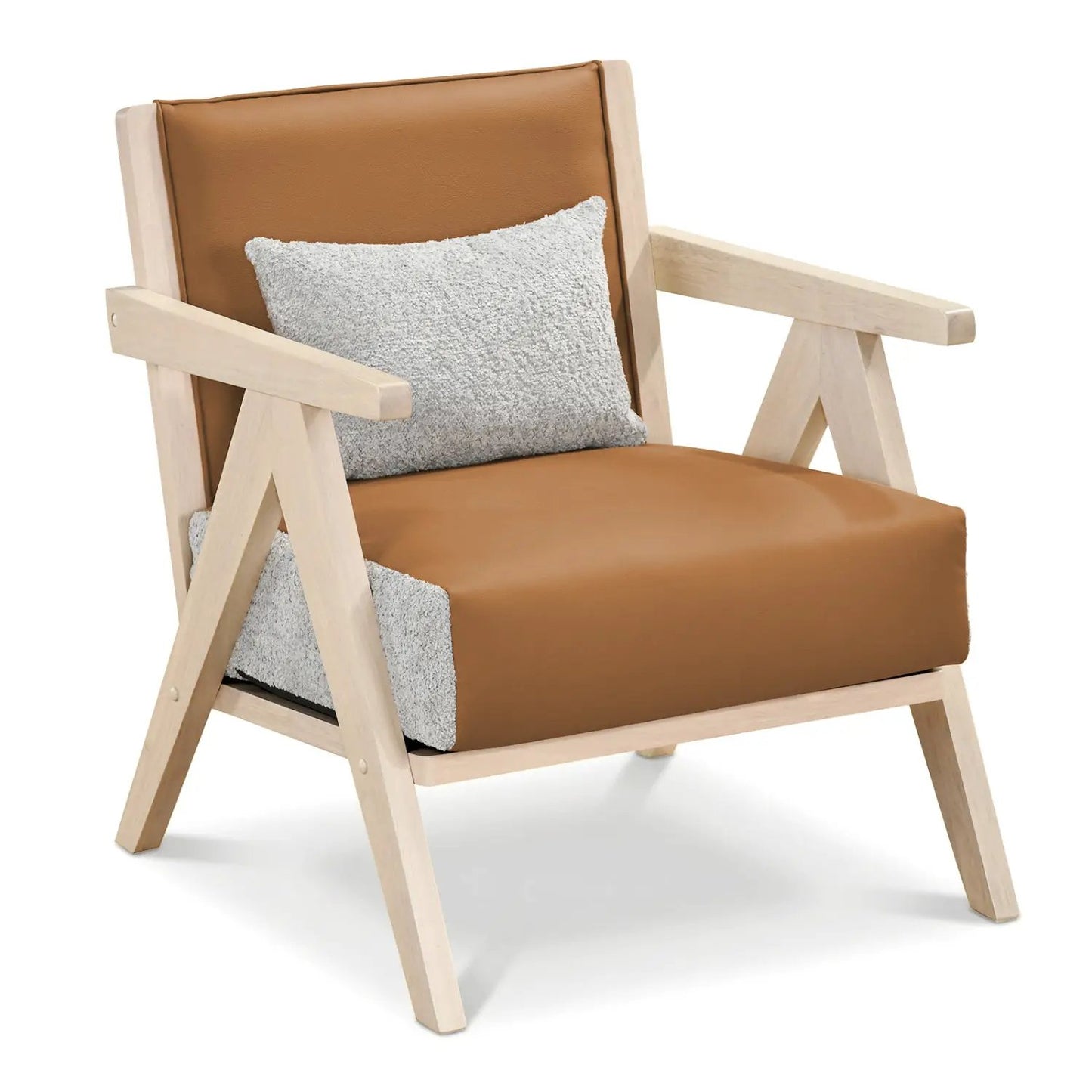 Mid Century Modern Accent Chair Rubber Wood Frame