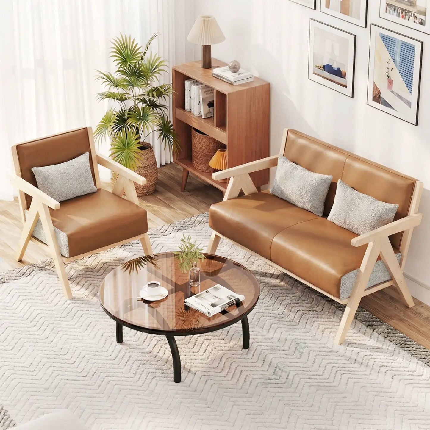 Mid Century Modern Accent Chair Rubber Wood Frame