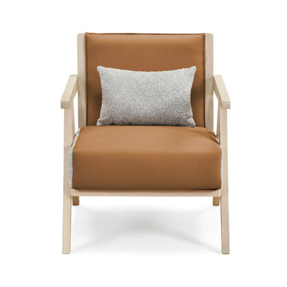 Mid Century Modern Accent Chair Rubber Wood Frame