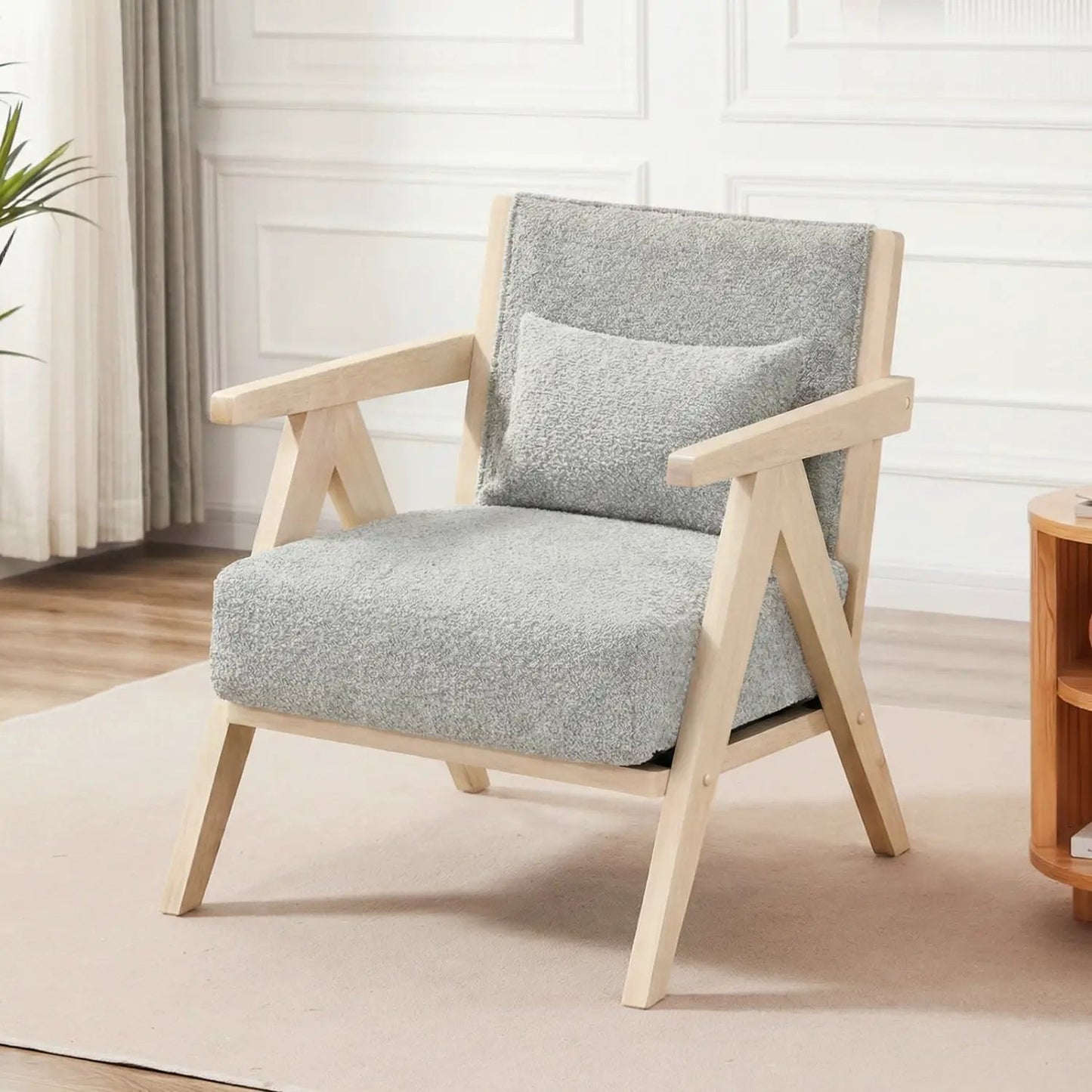 Mid Century Modern Accent Chair Rubber Wood Frame