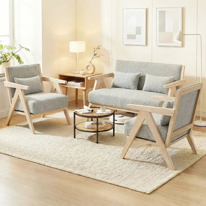 Mid Century Modern Accent Chair Rubber Wood Frame