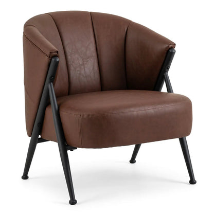 Mid Century Accent Chair With Curved Back Brown