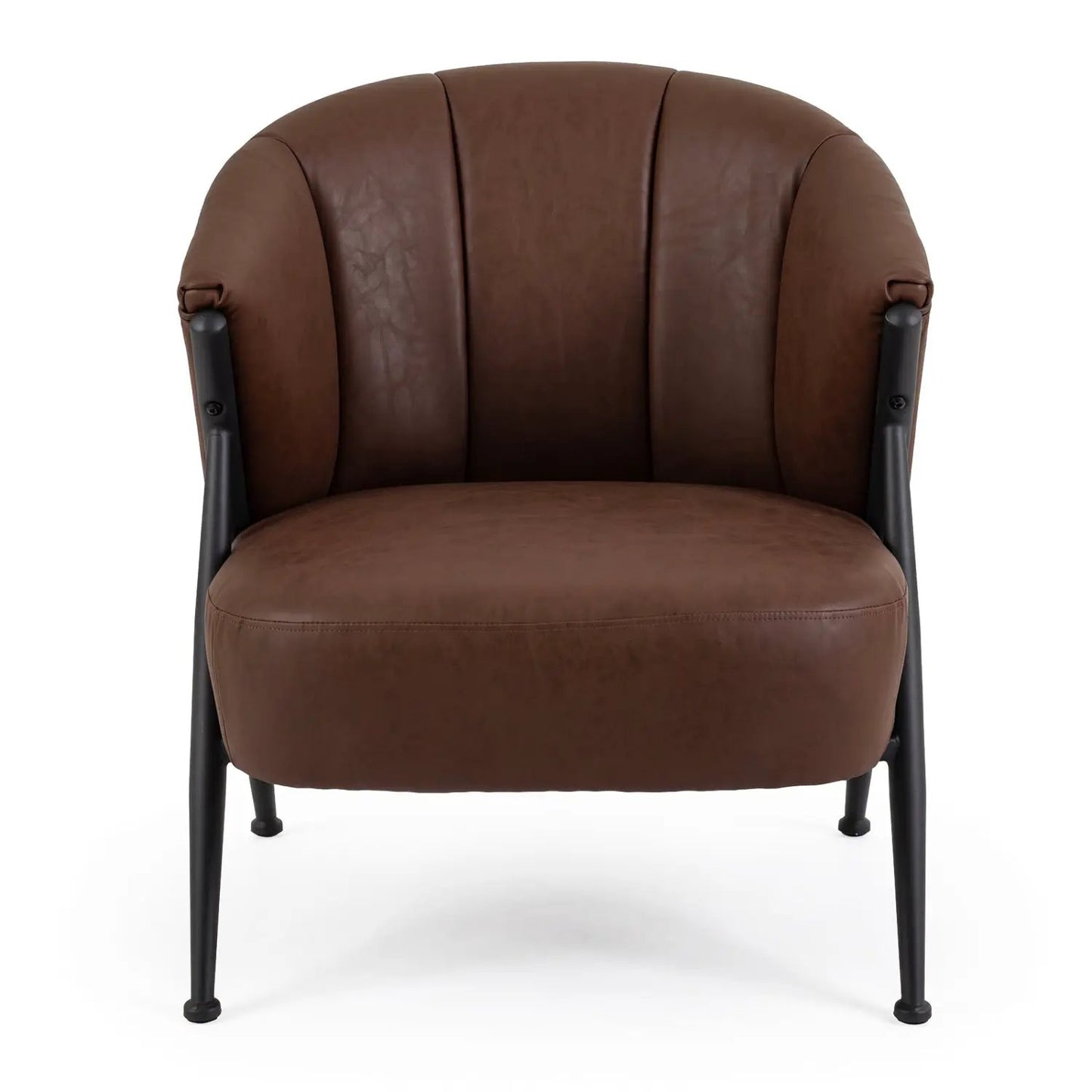 Mid Century Accent Chair With Curved Back Brown