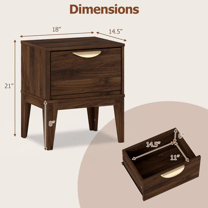 Mid Century Modern Bedside Table With Drawer