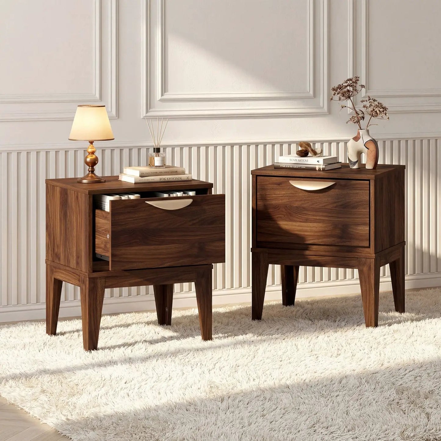 Mid Century Modern Bedside Table With Drawer