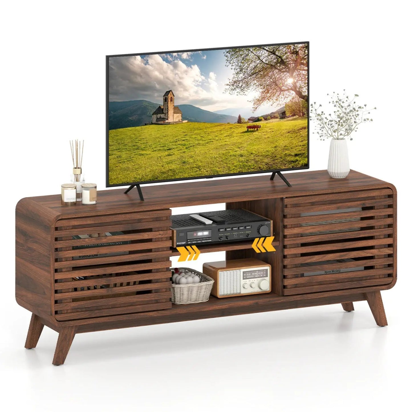 Century Modern Entertainment Center Grille Doors