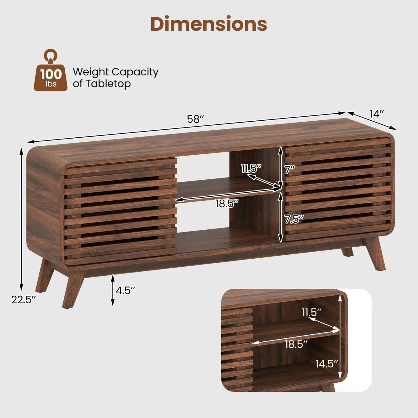 Century Modern Entertainment Center Grille Doors