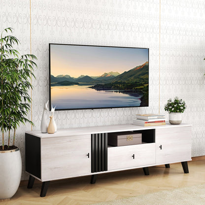 Mueble de TV de estilo moderno de mediados de siglo para televisores de 80 pulgadas - Roble