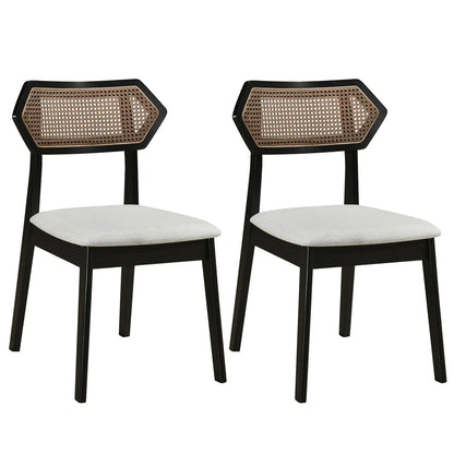 Mid Century Rattan Dining Chairs Set of 2