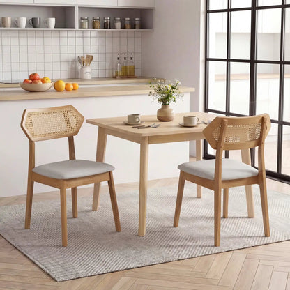 Mid Century Rattan Dining Chairs Set of 2