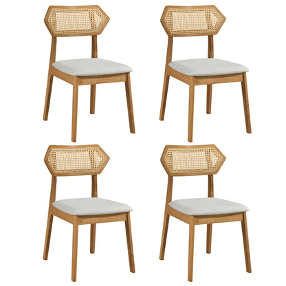 Rattan dining chairs set of 4 with curved backs, wood frame, light gray cushions DirectDeals on Tampa Home & Garden Store