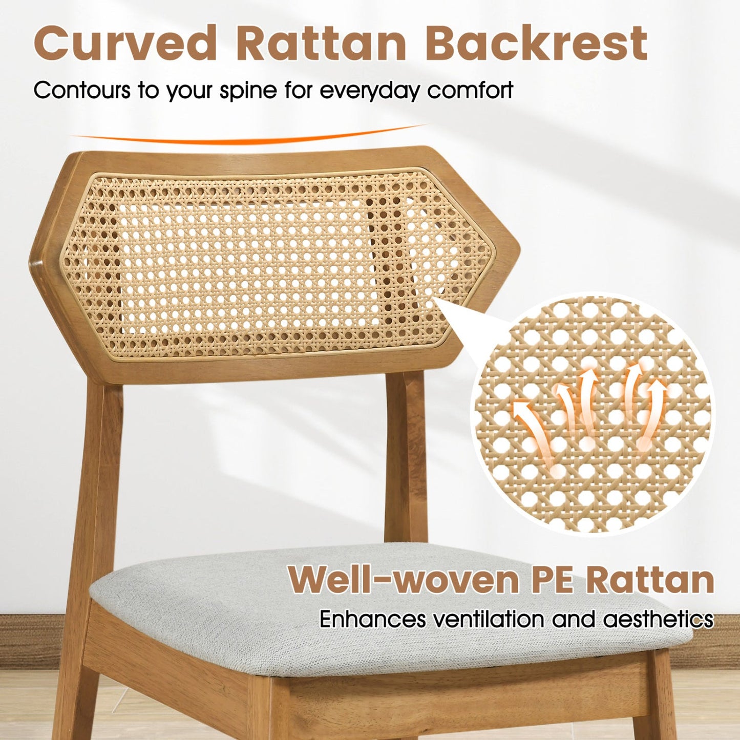 Rattan Dining Chairs set of 4 DirectDeals curved back with PE rattan and wooden legs on Tampa Home & Garden Store