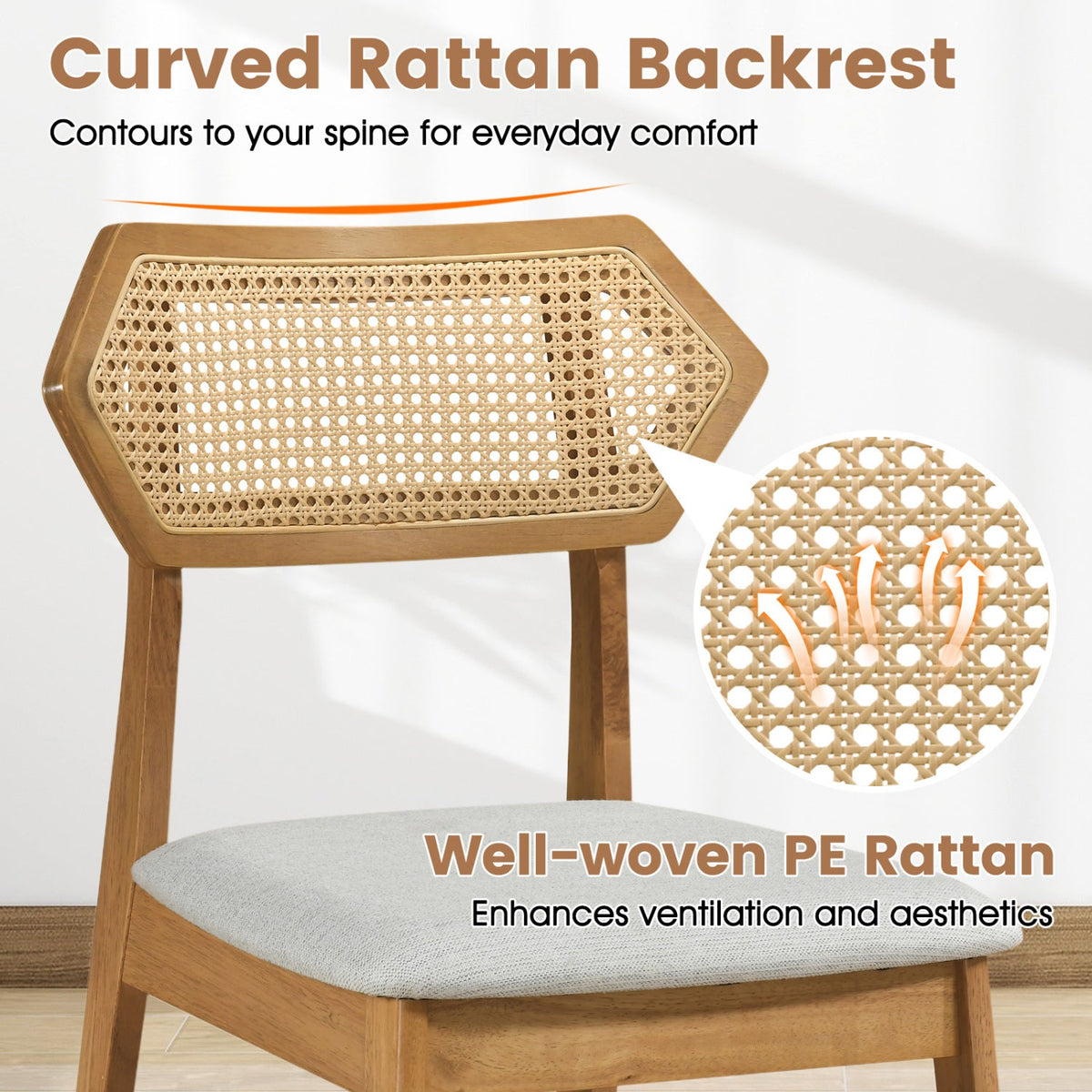 Rattan Dining Chairs set of 4 DirectDeals curved back with PE rattan and wooden legs on Tampa Home & Garden Store