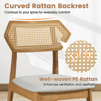 Rattan Dining Chairs set of 4 DirectDeals curved back with PE rattan and wooden legs on Tampa Home & Garden Store