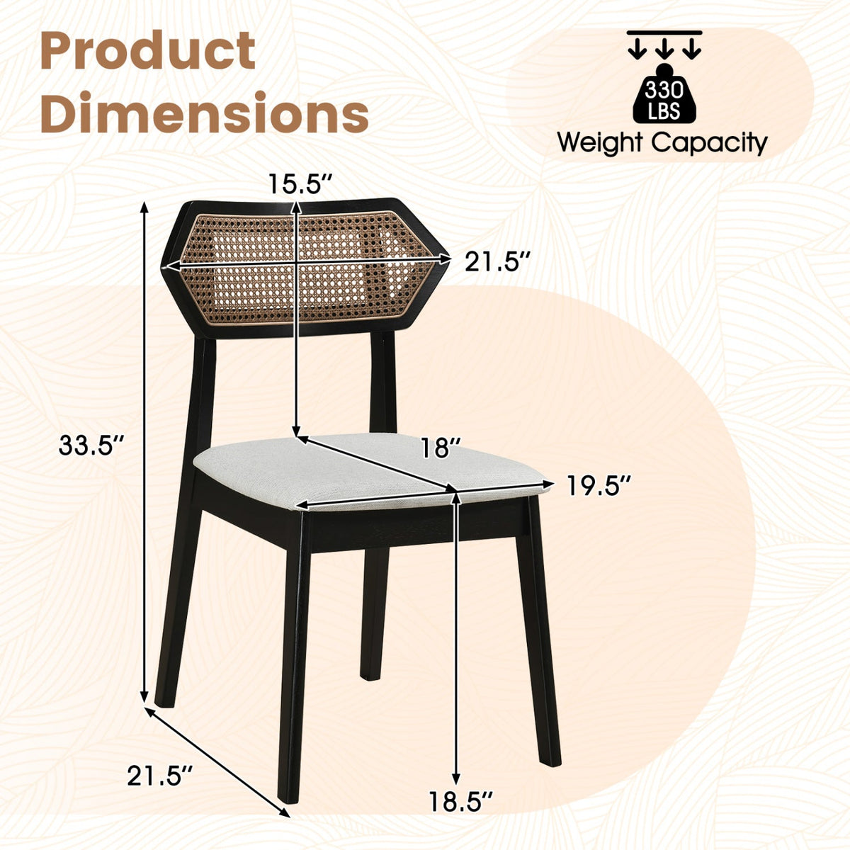 Rattan dining chairs set of 4 with curved back, black frame and cushioned seats DirectDeals on Tampa Home & Garden Store