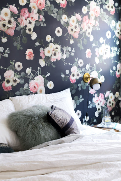 Midnight Floral Wallpaper, navy - Tampa Home & Garden Store