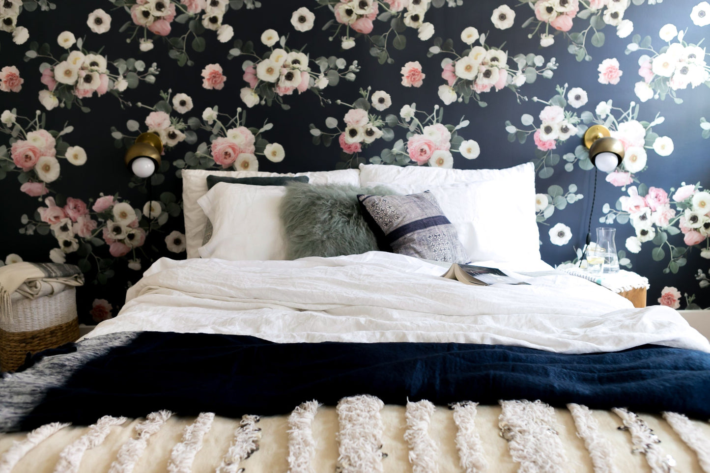 Midnight Floral Wallpaper, navy - Tampa Home & Garden Store