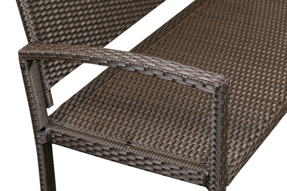 Miles Wicker Bench outdoor wicker seating by Fire Sense/Balkene Home in brown woven finish on Tampa Home & Garden Store