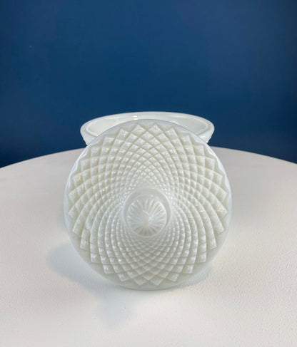 Milk Glass Bowl with Lid. Diamond Pattern, Cone Shaped Bowl with Cover. Trinket Compote for Dresser Top, Bathroom Accesories, Candy Dish. - Tampa Home & Garden Store