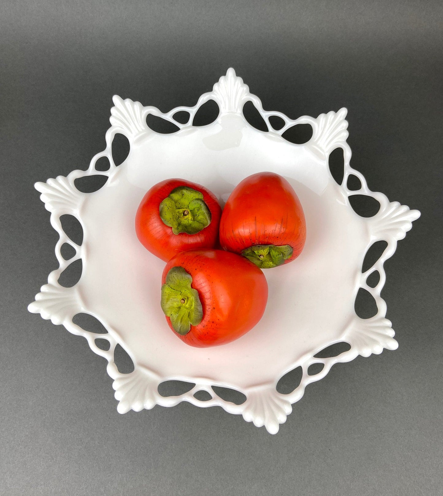 Milk Glass Bowl with Open Lace Edge.  Large Footed Fruit or Candy Bowl.  Westmoreland Collectible Display or Wedding Reception. - Tampa Home & Garden Store