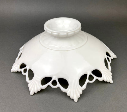 Milk Glass Bowl with Open Lace Edge.  Large Footed Fruit or Candy Bowl.  Westmoreland Collectible Display or Wedding Reception. - Tampa Home & Garden Store