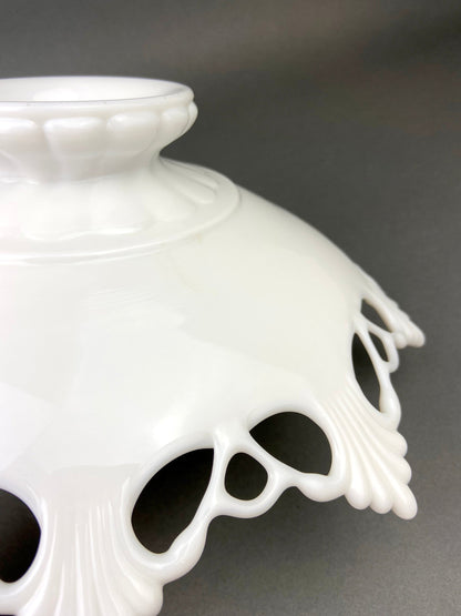 Milk Glass Bowl with Open Lace Edge.  Large Footed Fruit or Candy Bowl.  Westmoreland Collectible Display or Wedding Reception. - Tampa Home & Garden Store