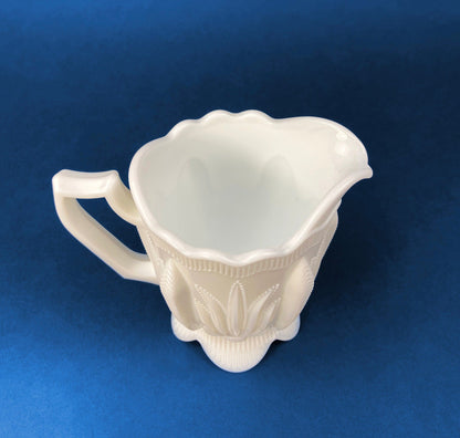 Milk Glass Creamer or Sauce Dish. 3-Dimensional Leaf Motif. Quilt Pattern. Serving Dish. Scalloped Edge Creamer or Saucier. Fine Dining. - Tampa Home & Garden Store