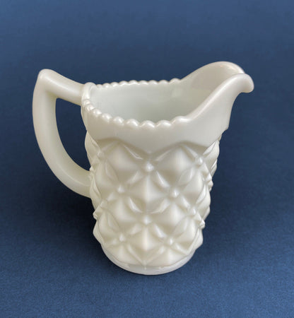 Milk Glass Creamer or Sauce Dish. 3-Dimensional Leaf Motif. Quilt Pattern. Serving Dish. Scalloped Edge Creamer or Saucier. Fine Dining. - Tampa Home & Garden Store