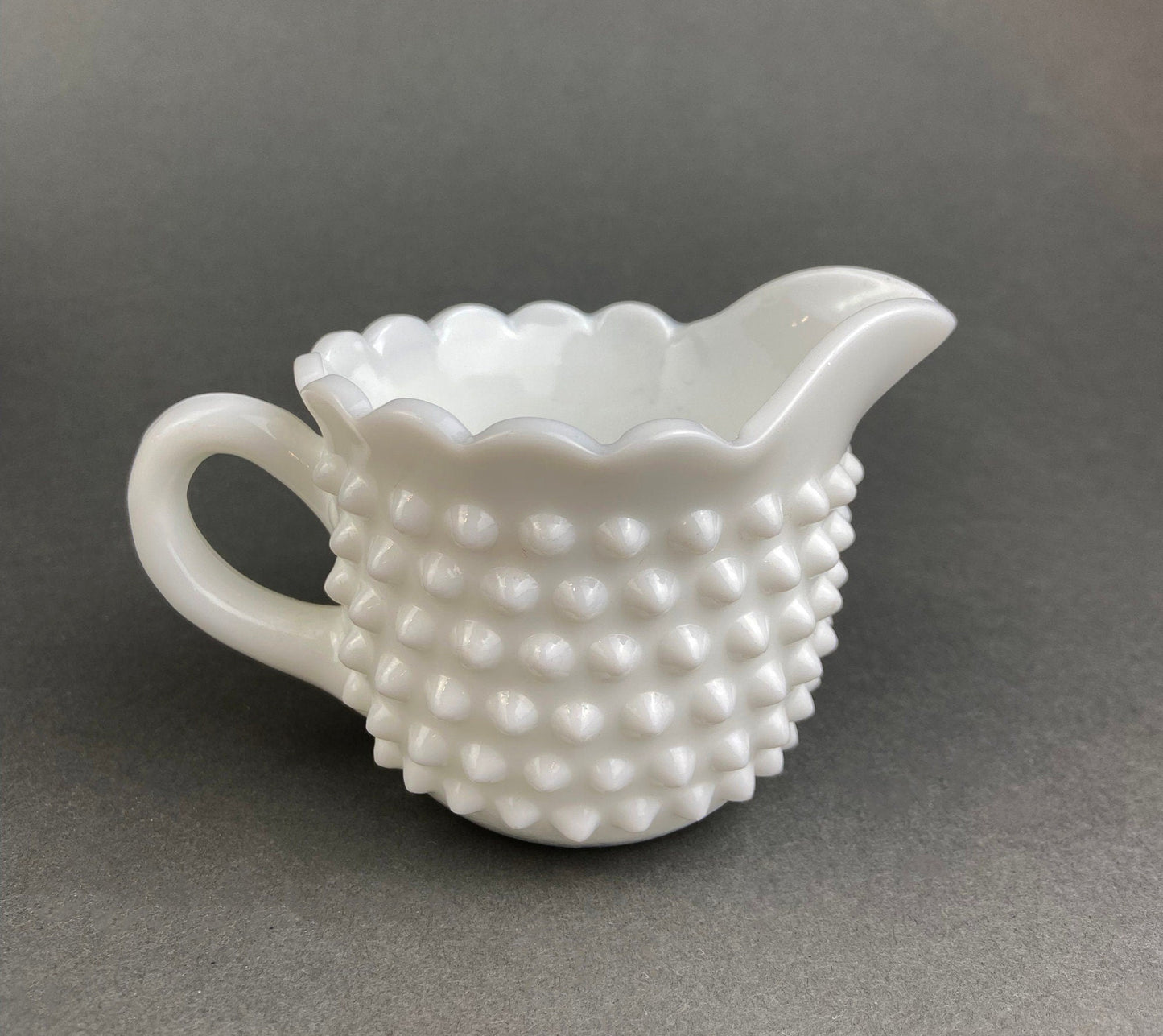 Milk Glass Creamer or Sauce Dish. 3-Dimensional Leaf Motif. Quilt Pattern. Serving Dish. Scalloped Edge Creamer or Saucier. Fine Dining. - Tampa Home & Garden Store