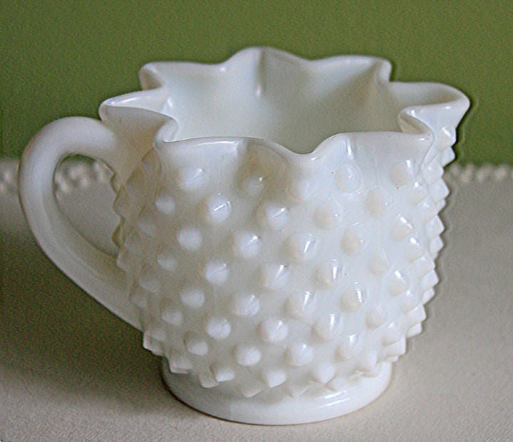 Milk Glass Creamer or Sauce Dish. 3-Dimensional Leaf Motif. Quilt Pattern. Serving Dish. Scalloped Edge Creamer or Saucier. Fine Dining. - Tampa Home & Garden Store