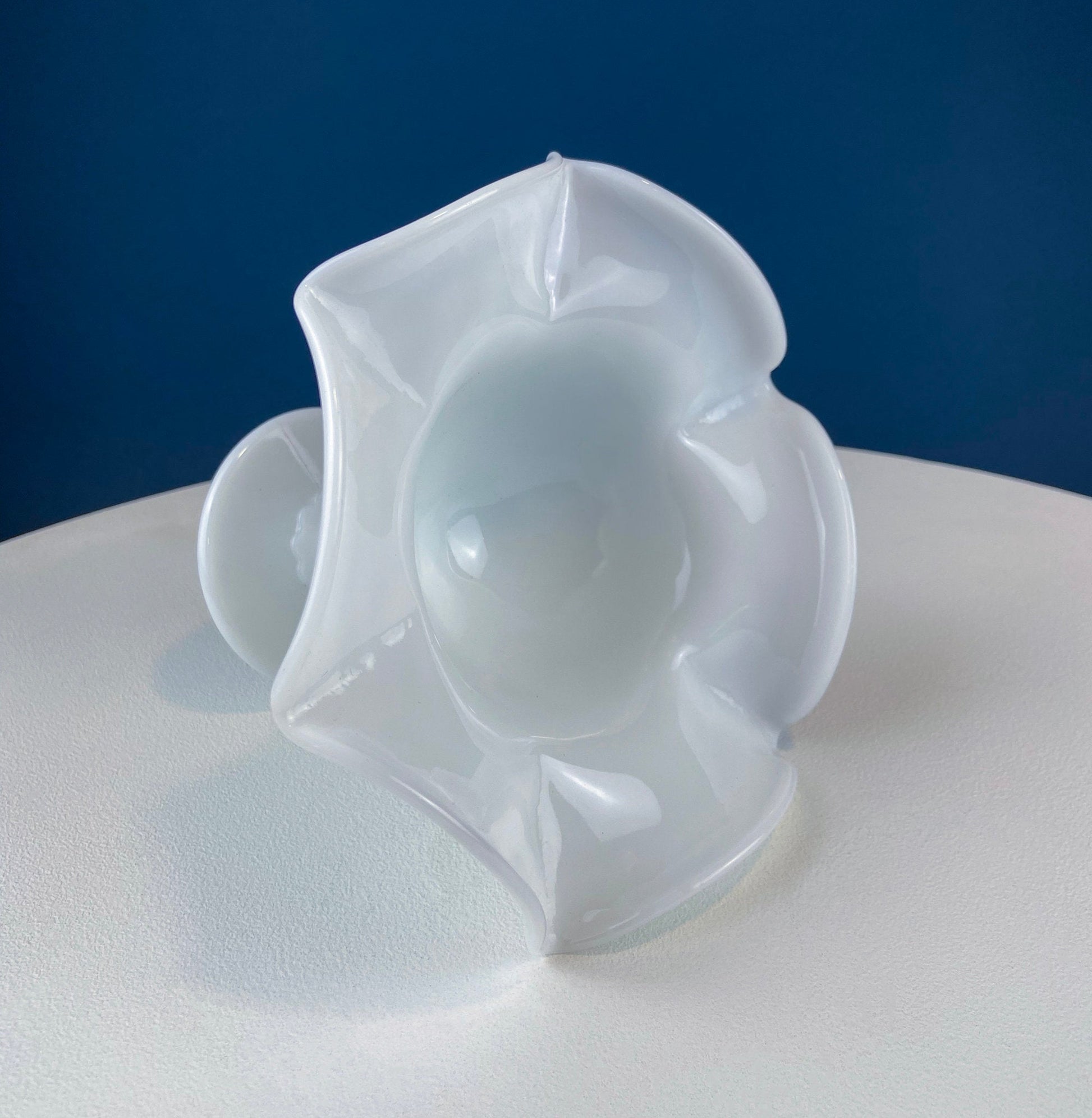 Milk Glass Footed Bowl Shaped like Hibiscus. White Glass Compote with Hobnail Pattern and Scalloped/Ruffled Rim. Serving Dish. Trinket Dish. - Tampa Home & Garden Store